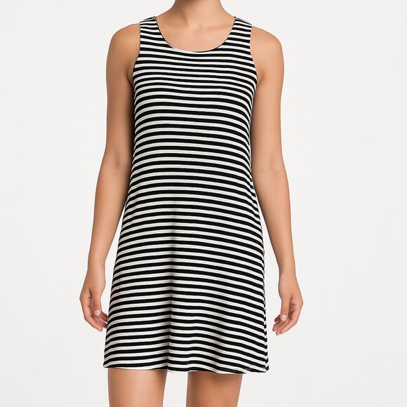 Y2K Striped Mini Dress Size M Vintage Beach Vacation Summer Aesthetic - Picture 1 of 4